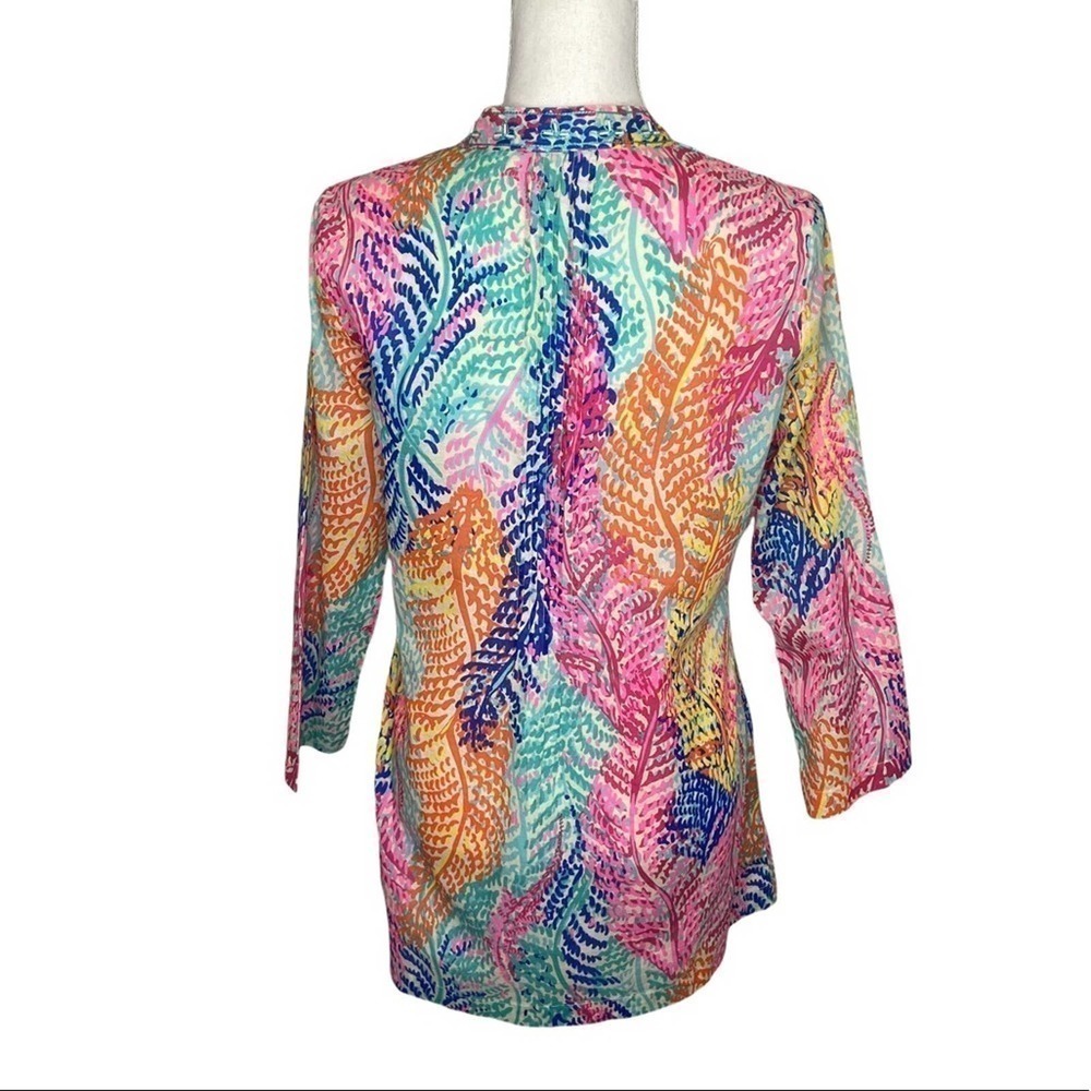 Lilly Pulitzer Sarasota Beaded Tunic Electric Feel Cameo White - Picture 4 of 15